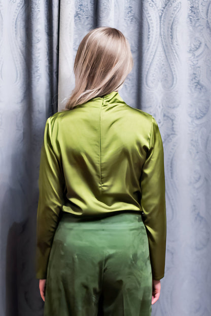 Olive Green Satin Blouse