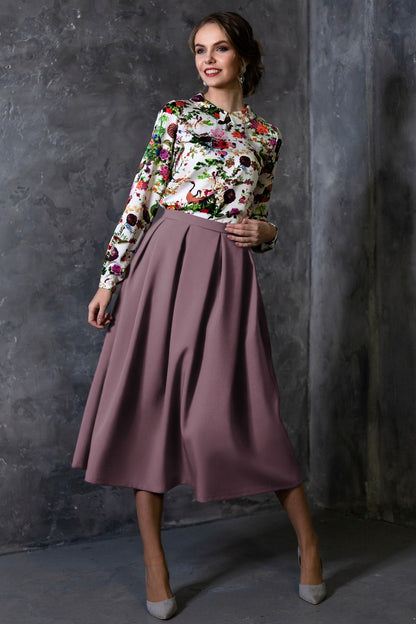 Grey purple full skirts with side pockets