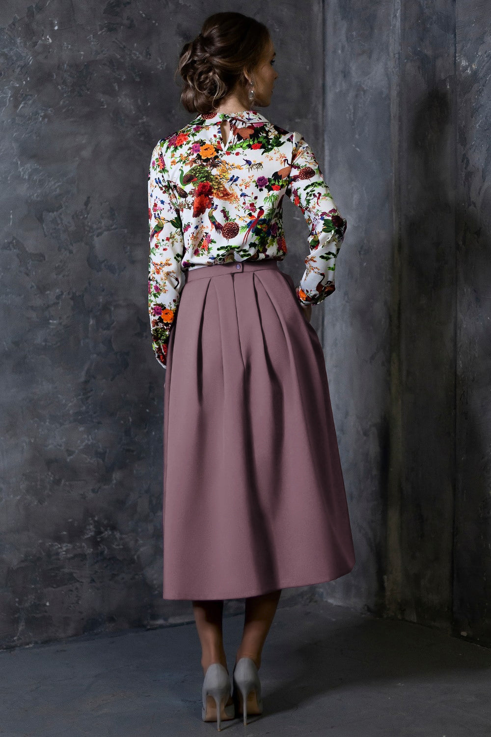 Grey purple full skirts with side pockets