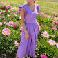 Modernes und elegantes lila Baumwollkleid