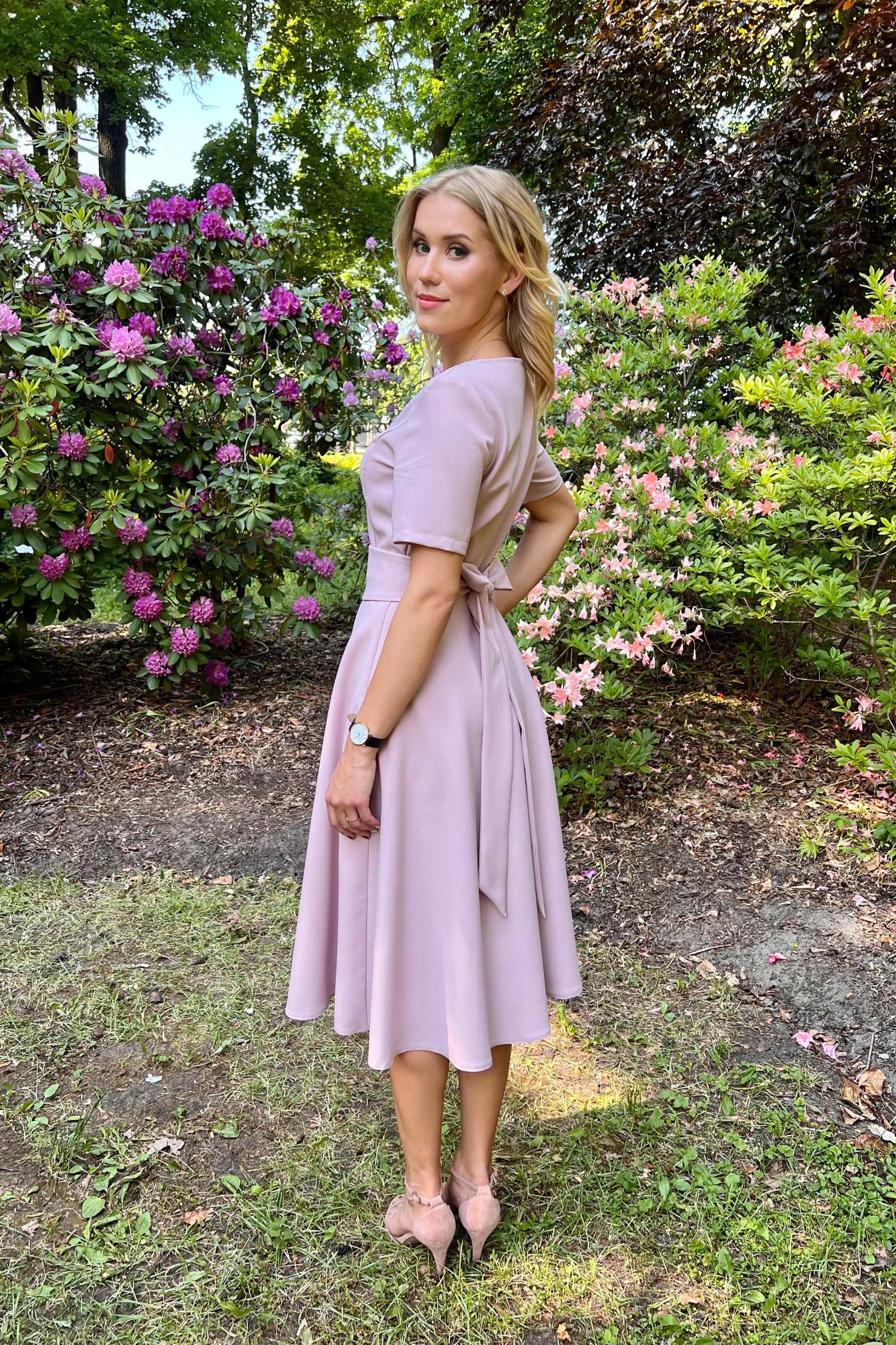 Rose beige dress with circle skirts GUNTINA Rose beige dress with circle skirts GUNTINA
