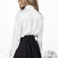 Classic white satin blouse with buttons and collar