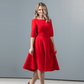 Red classic dress with circle skirt