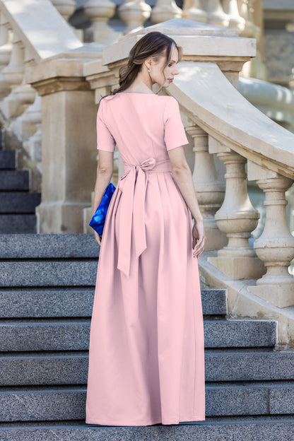 Altrosa langes Maxikleid mit Falten