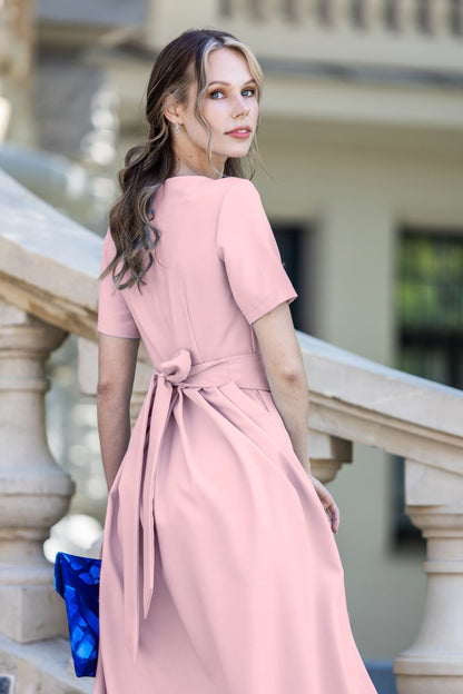 Altrosa langes Maxikleid mit Falten