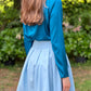Light Blue Pleated mini skirt with pockets
