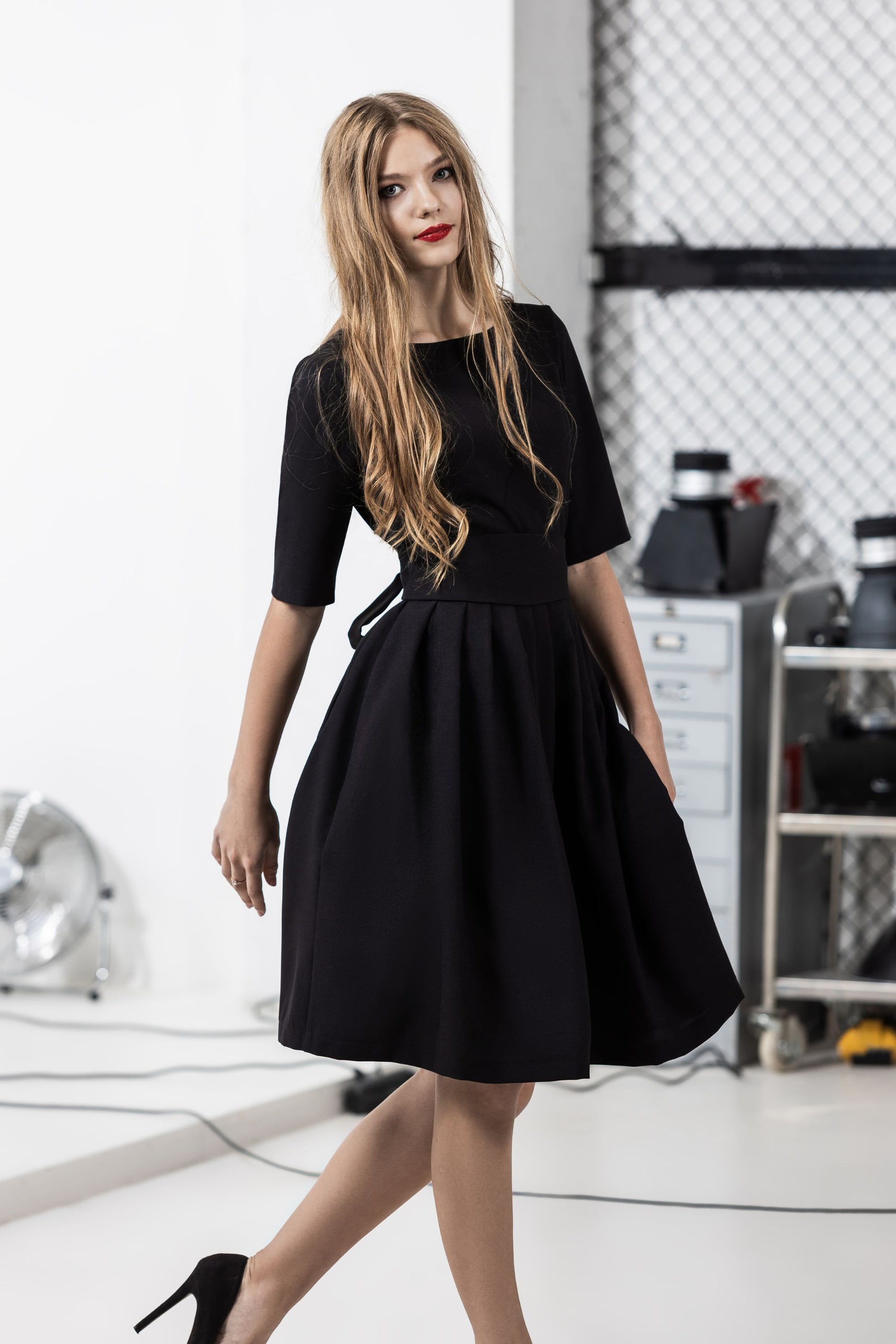 Black dress with pleats GUNTINA Black dress with pleats GUNTINA
