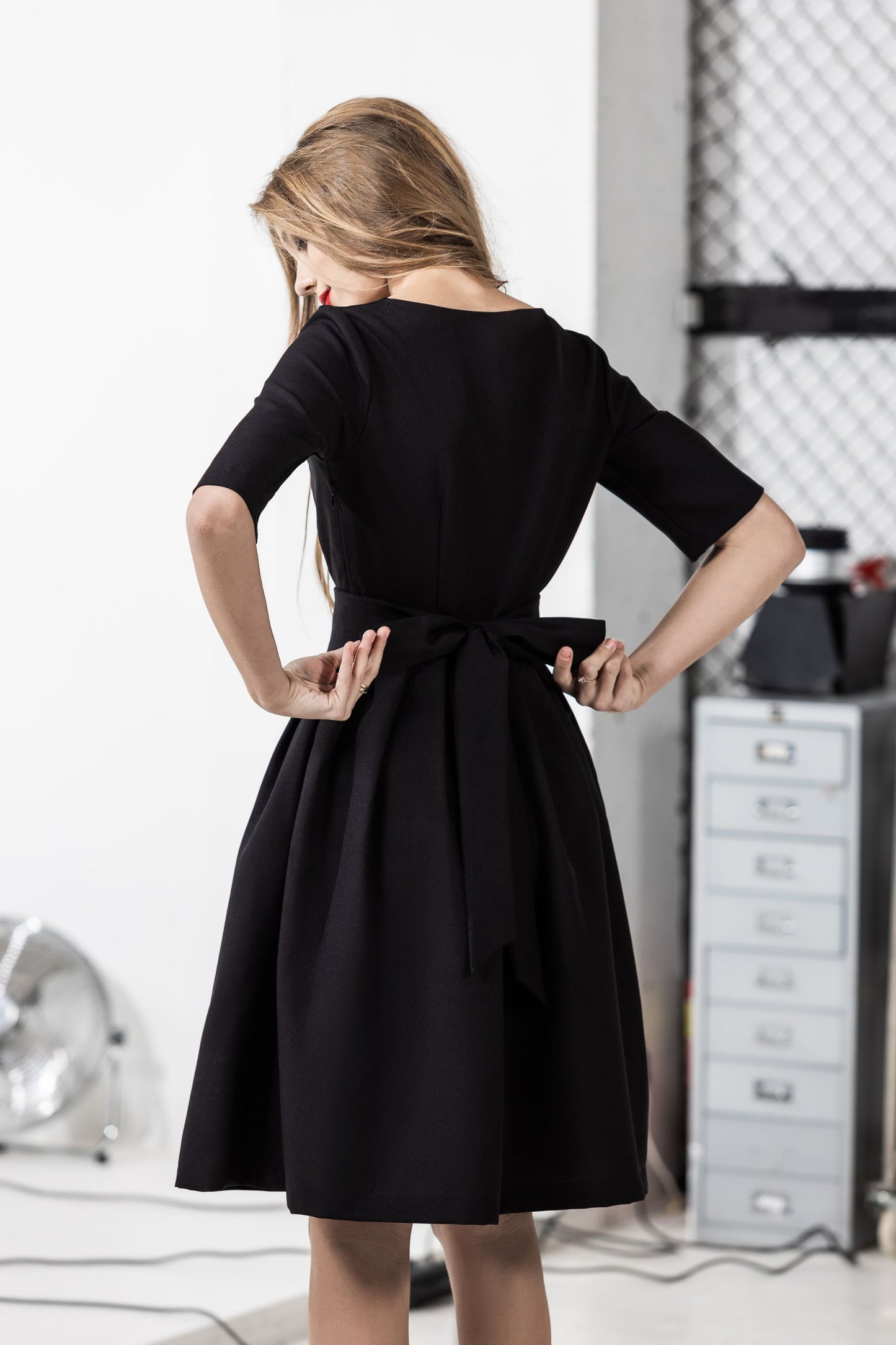 Black dress with pleats