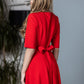 Red long dress with circle skirt