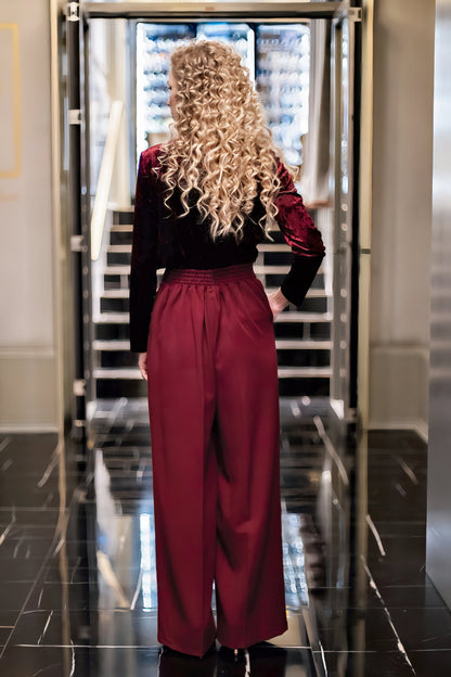 Burgundy wide-leg trousers with pockets, GUNTINA