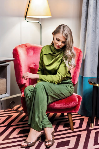 Olive Green Suede Trousers