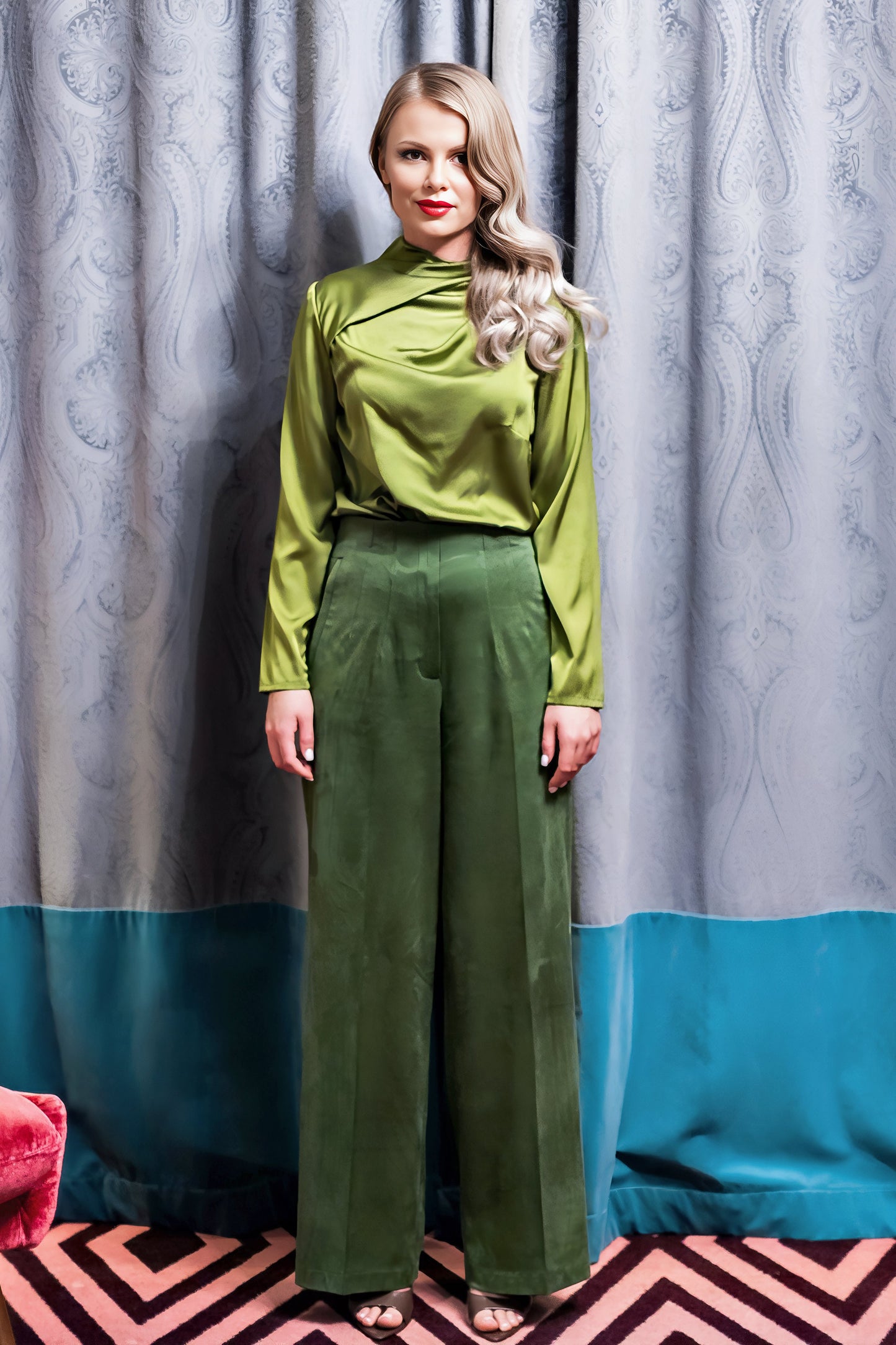 Olive Green Suede Trousers