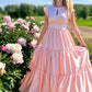 Peoniju rozā eleganta Satīna Garā kleita