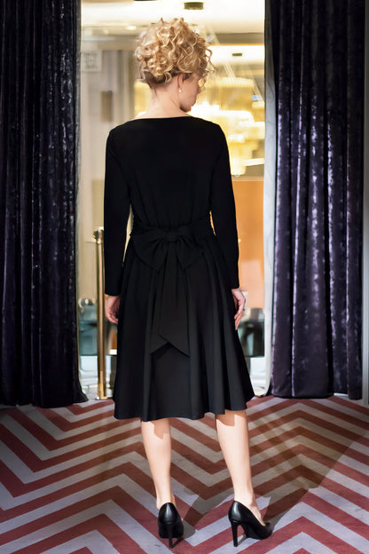 Black Midi Dress with Bow Detail on the Back