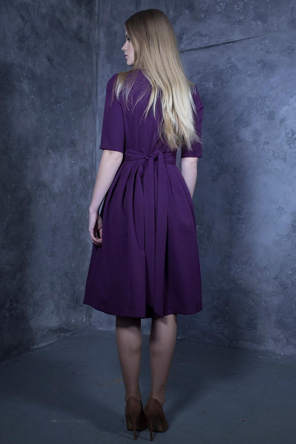 Dark purple dress with pleats