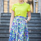 Blue green circle skirt with side pockets