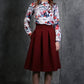 Burgundy flared skirts with side pockets