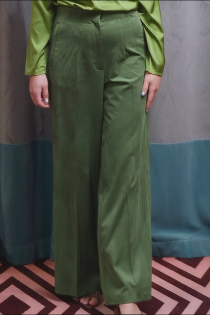 Olive Green Satin Blouse