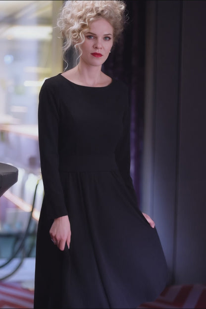 Black Midi Dress with Bow Detail on the Back