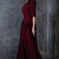 Dark red maxi dress with pleats
