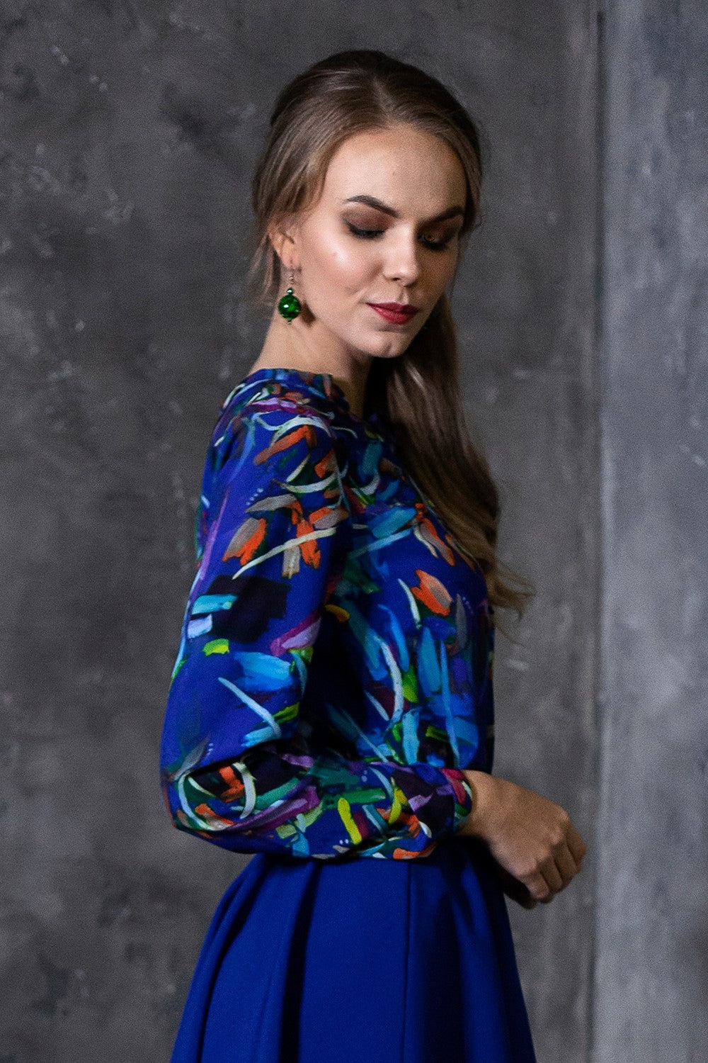 Blue blouse with abstract print