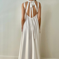 Sleeveless white maxi dress with open back