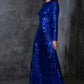 Blue maxi glitter dress with back cut out