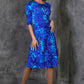 Blue jersey dress with graphic print