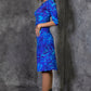 Blue jersey dress with graphic print