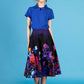 Dark blue circle skirts with iris print