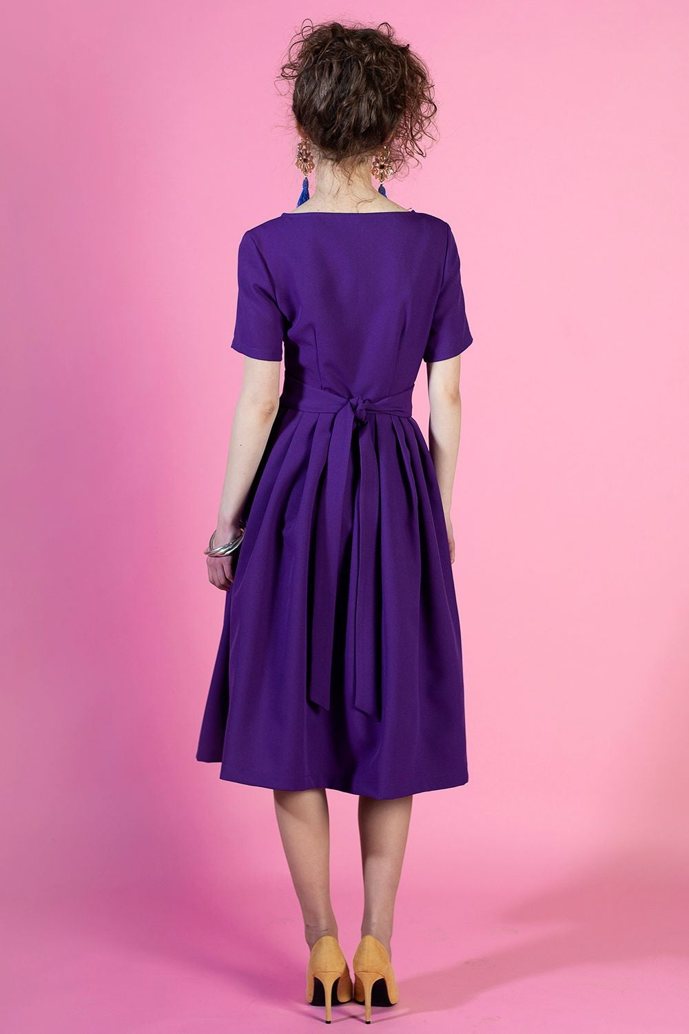 Purple dress with pleats