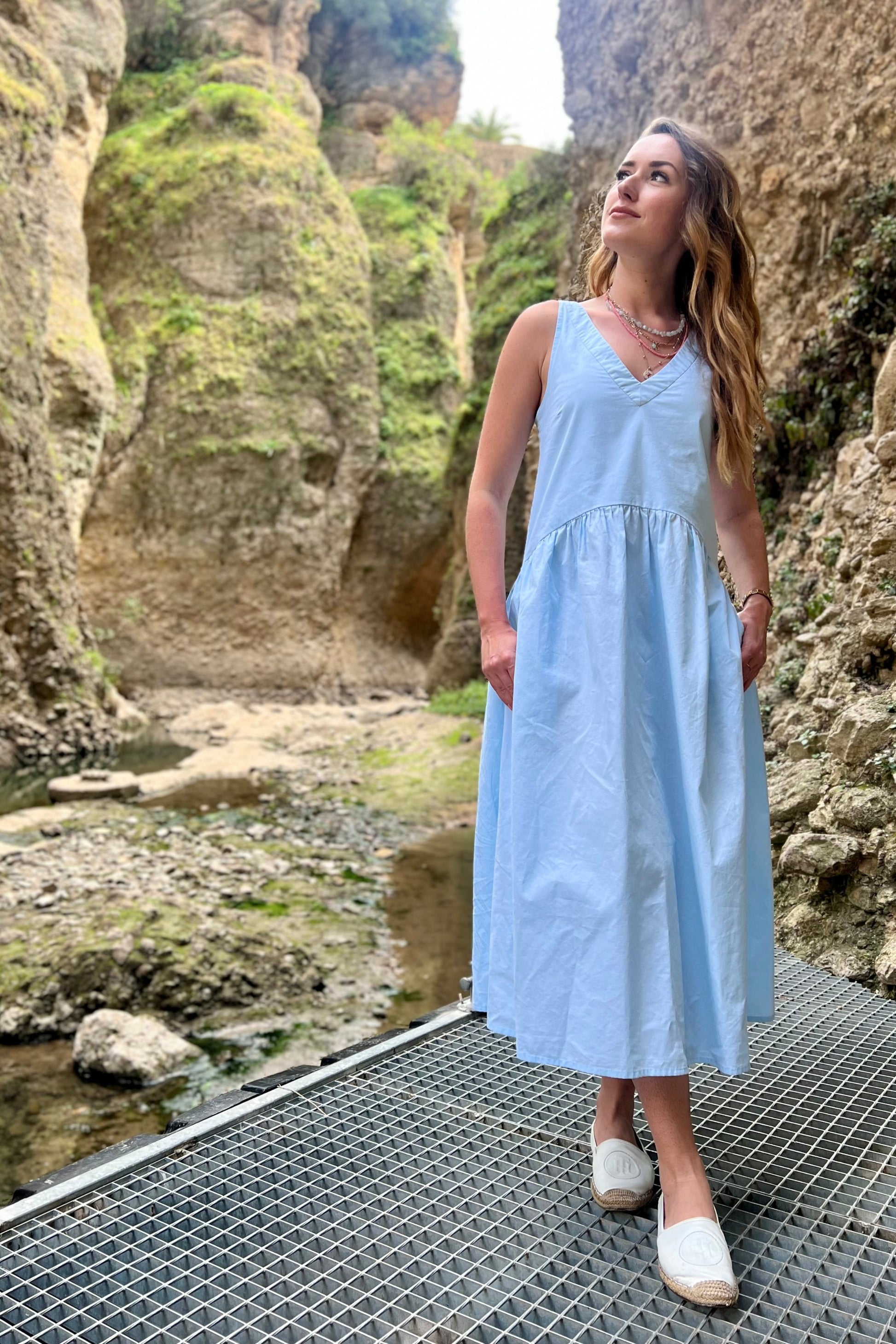 Light blue organic cotton summer dress GUNTINA Light blue organic cotton summer dress GUNTINA