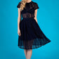 Dark blue lace skirt with side pockets