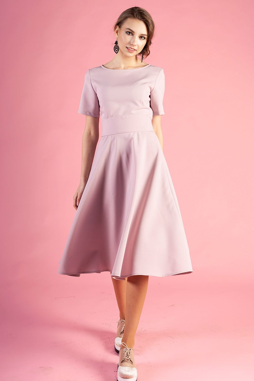 Soft pink dress with circle skirts