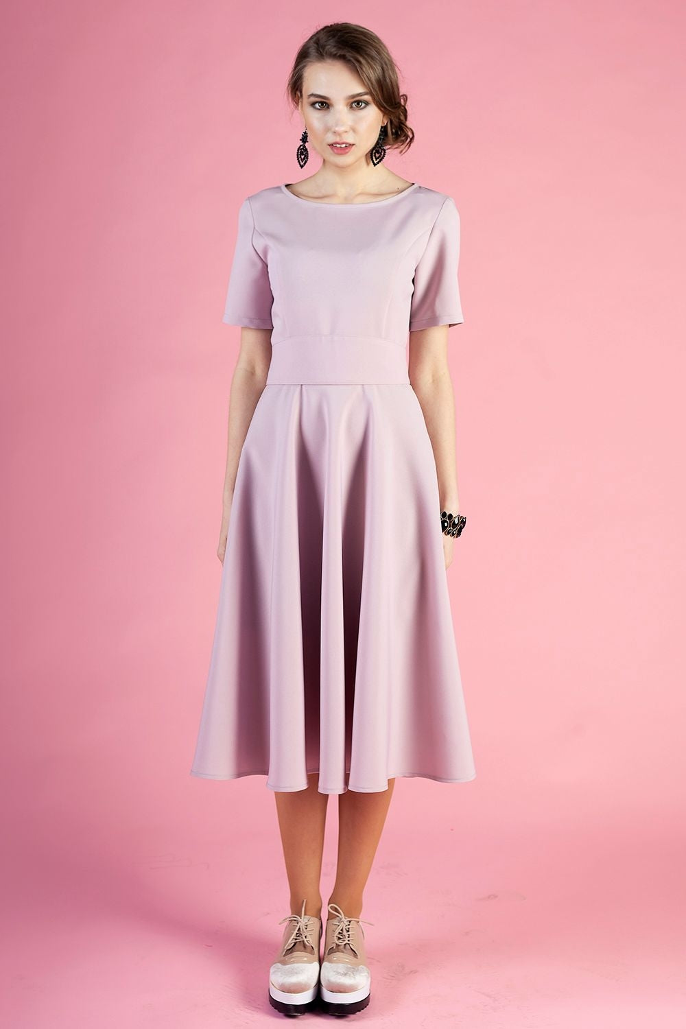 Soft pink dress with circle skirts