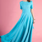 Turquoise maxi dress with circle skirts