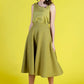 Green linen circle skirts with side pockets