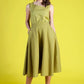 Green linen circle skirts with side pockets