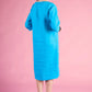 Turquoise linen dress with front pockets