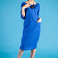 Blue linen dress with front pockets