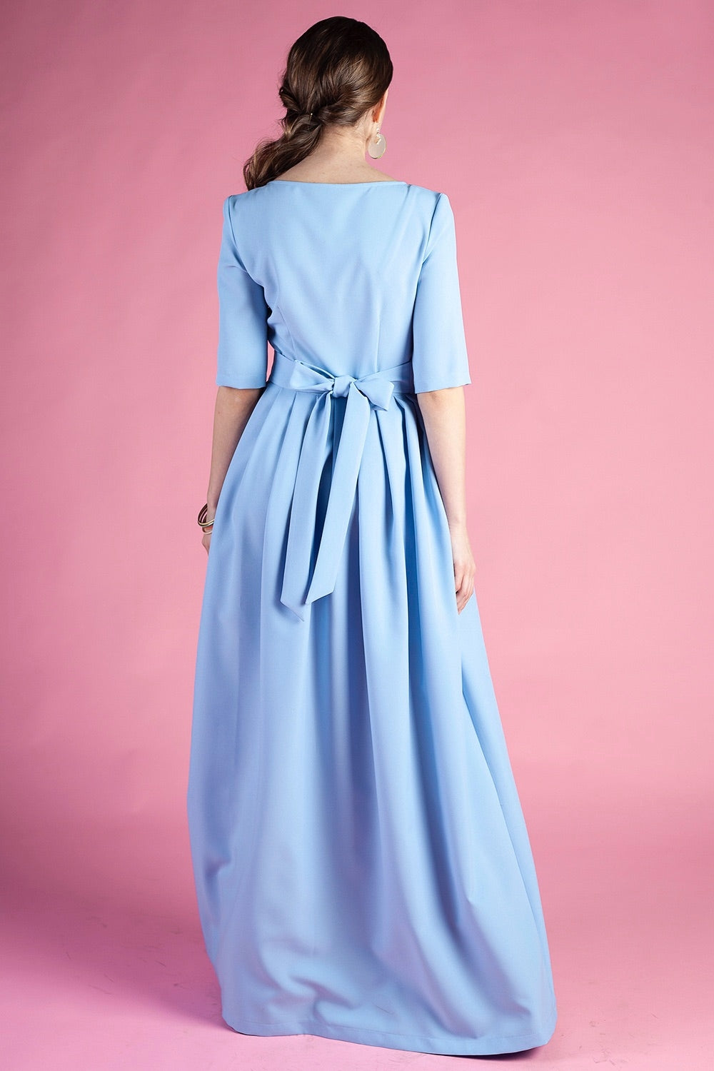Light blue maxi dress with pleats