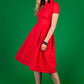 Linen dress with stand up collar