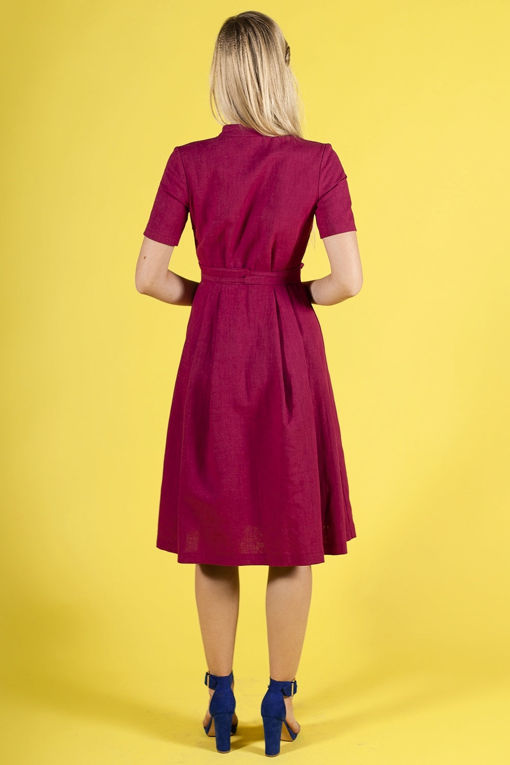 raspberry linen dress Linen Strap MAXI Dress ADELE In Raspberry XS / Raspberry