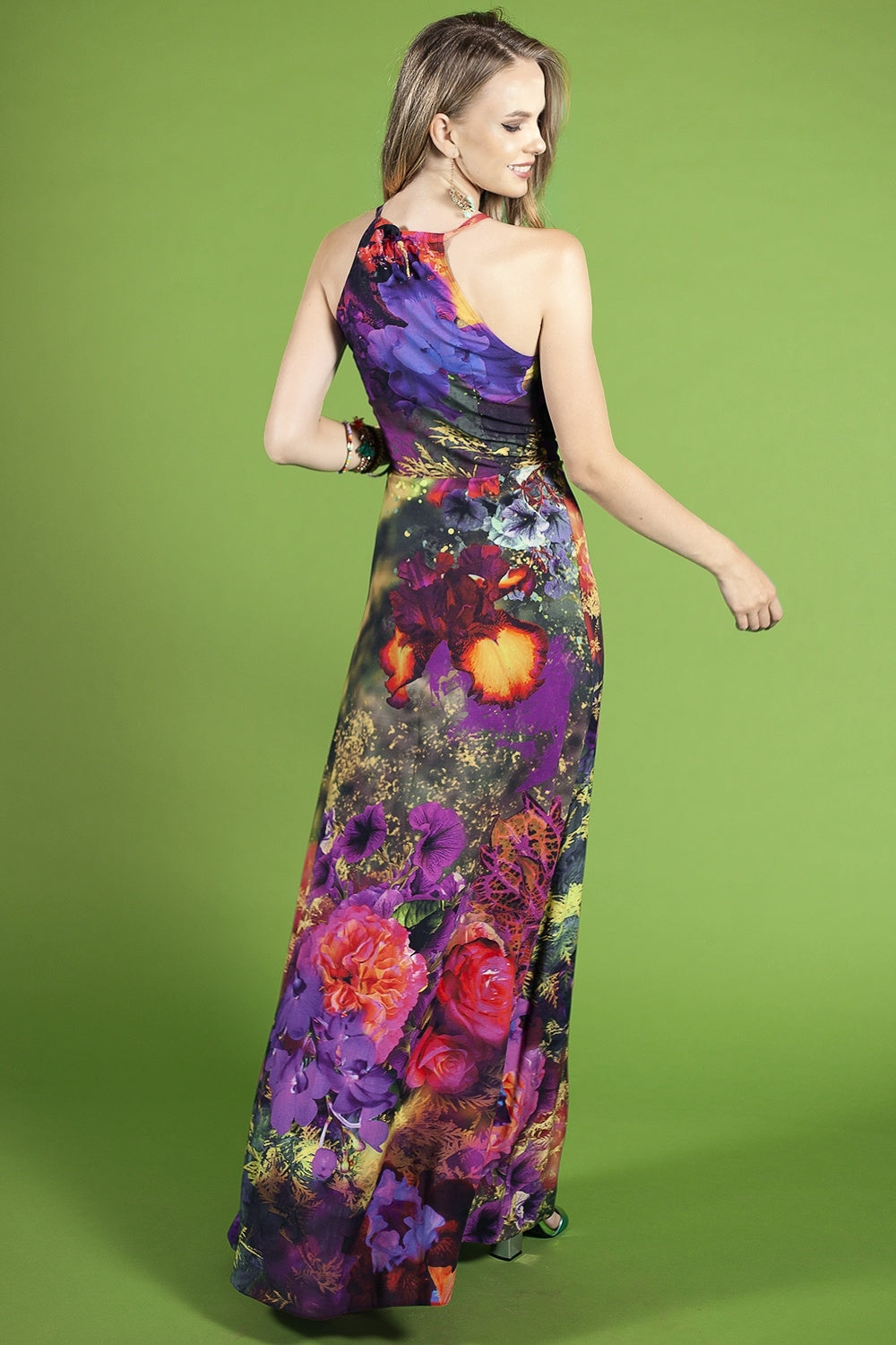 Long bright flower dress