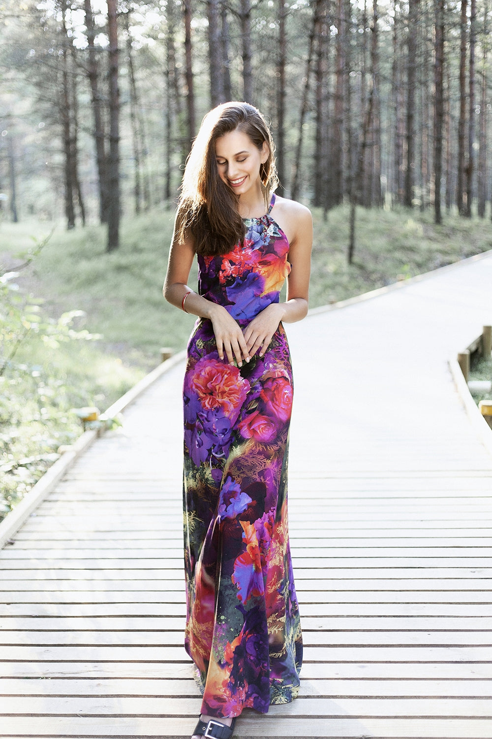 Long bright flower dress