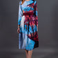 Dress with red painted tree print