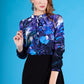 Blouse with blue flower print