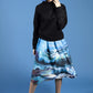 Skirt with painted wave print