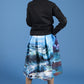 Skirt with painted wave print