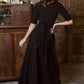 Black maxi dress with circle skirt and separated belt